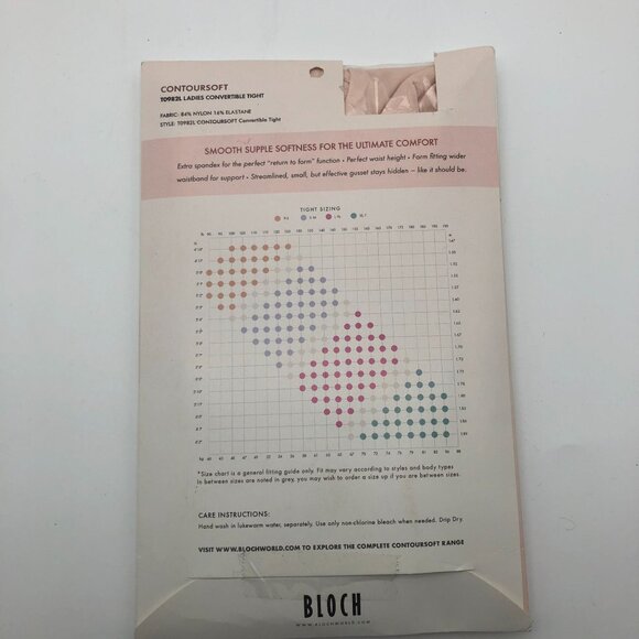 Bloch Contoursoft T0982L Ladies Convertible Tights Pink Size S/M. - Picture 4 of 4